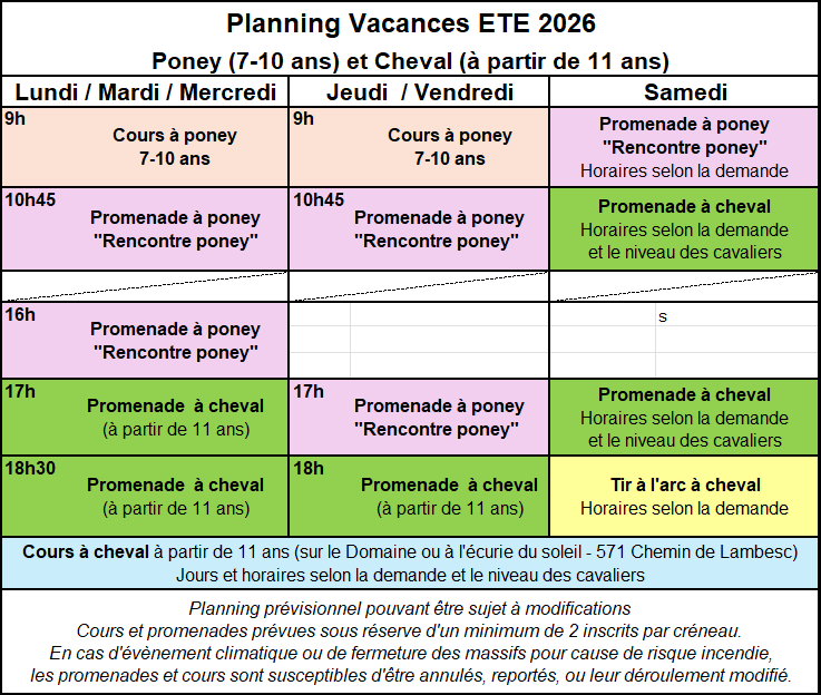 Programme ete 2026